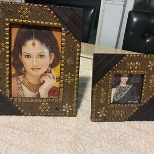 Elegant Brown and Gold Photo Frame Set